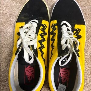 Charlie Brown Vans Black and Yellow Patterned Sneakers